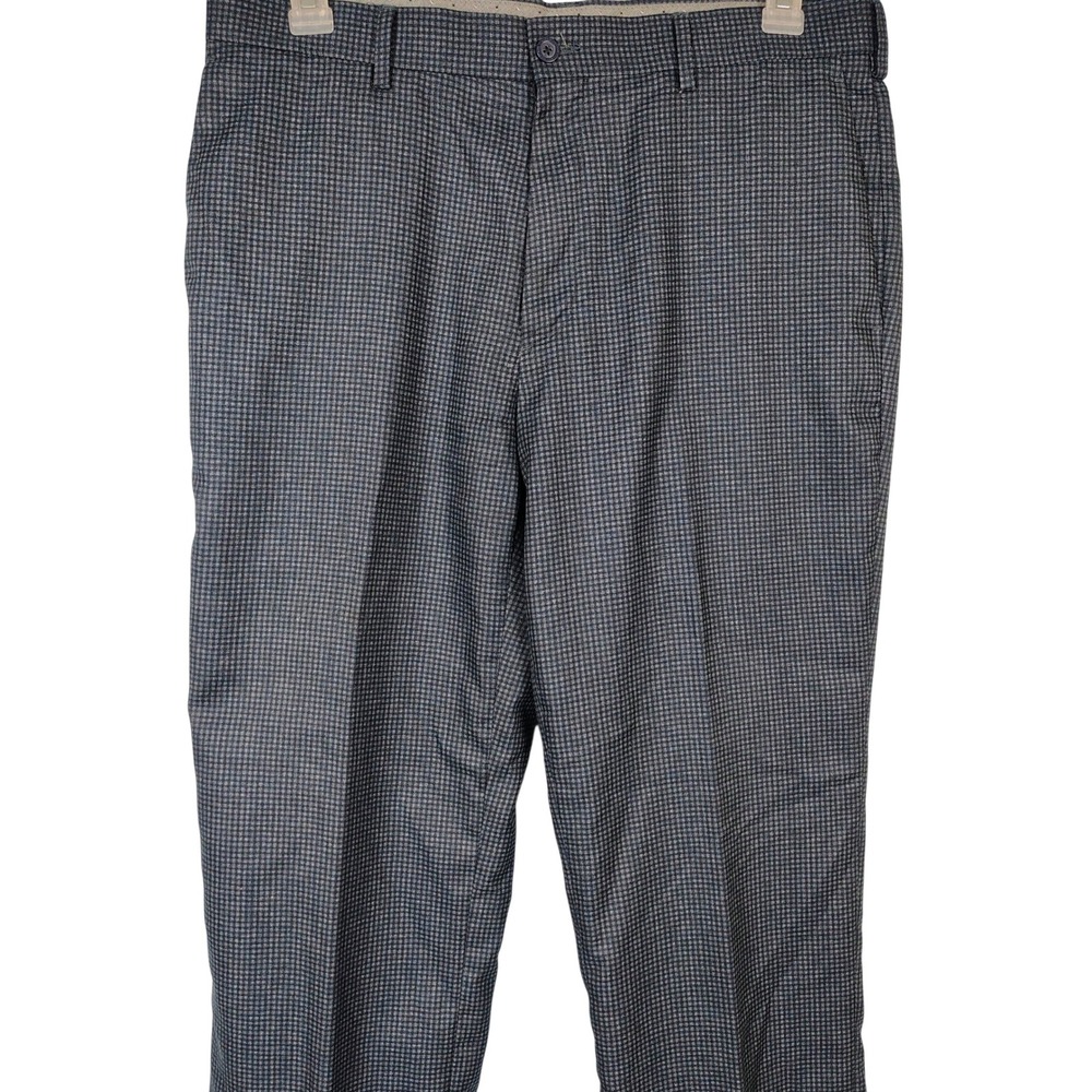 Jack Nicklaus Mens Grey Navy Micro Houndstooth Golf Pants 34x30 Golden Bear